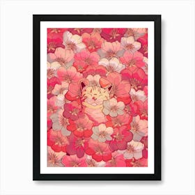 The Cherry Blossom Cat Art Print