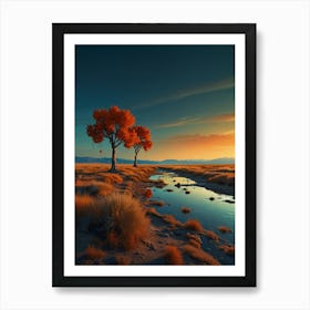 Sunset In The Desert 24 Art Print