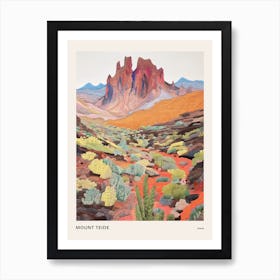 Mount Teide Spain 1 Colourful Mountain Illustration Poster Art Print