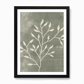 Abstract Green Botanical, Boho Sage Green Leaves Art Print