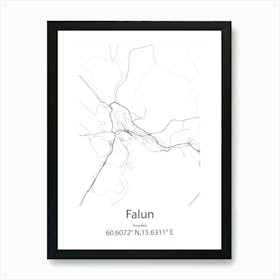 Falun,Sweden Minimalist Map Art Print