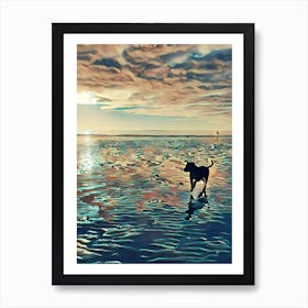 Dogs A Beach Print Art Print