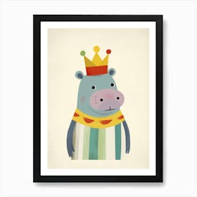 Little Hippo 3 Wearing A Crown Art Print