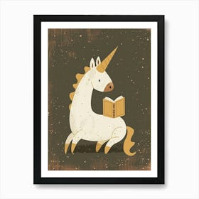 Unicorn Reading A Book Muted Pastels 2 Art Print