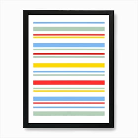 Primary Red Green Blue Yellow Stripes Art Print