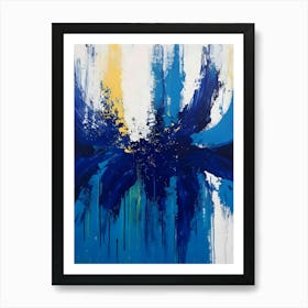 Abstract Blue And Yellow Painting Art Print