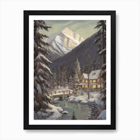 Vintage Winter Illustration Banff Canada 2 Art Print