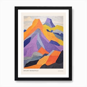 Mount Mansfield 2 Colourful Mountain Illustration Poster Art Print