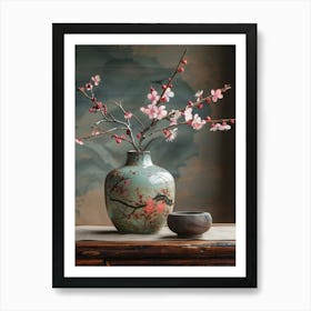 Film Screen, Chinese Garden Architecture Style, Antique Study, Song Dynasty Aesthetics, Pen, Ink, Paper And Inkstone, Screen, Vase, Simple And Pure 1 Poster