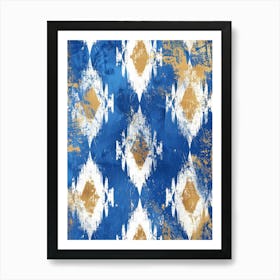 Blue And Gold Ikat Art Print