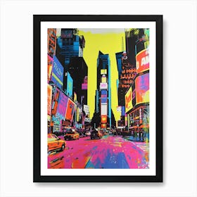 Times Square New York Colourful Silkscreen Illustration 2 Art Print