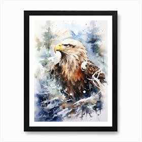 Snowy Eagle Watercolour 4 Art Print