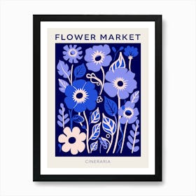 Blue Flower Market Poster Cineraria 1 Art Print