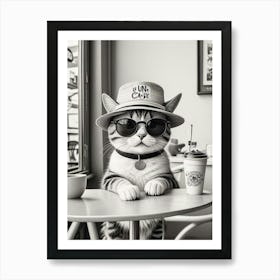 Cat Cafe Por Favor Funny Illustration Kids Kitchen Gift Art Print (4) Art Print