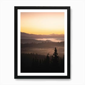 Serene Mountain Silhouette Dominating The Skyline Against The Twilight Hues Of The Vast Wilderness L Art Print