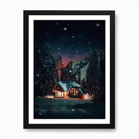 Cabin In The Snow Art Print