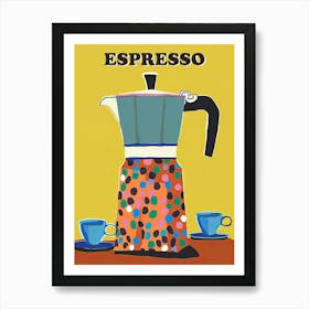 Espresso Machine Coffee Colours Kitchen Art Print