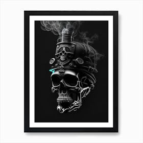 Skull With Neon Accents Stream Punk Art Print