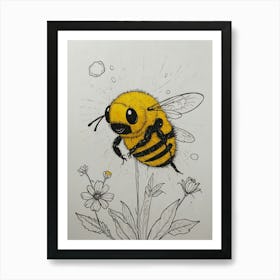 Bee Drawing 1 Art Print