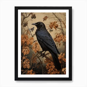 Dark And Moody Botanical Crow 3 Art Print