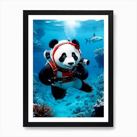 Explorer Panda Do Freediving Art Print