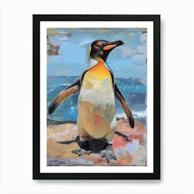 Galapagos Penguin Bleaker Island Colour Block Painting 1 Art Print