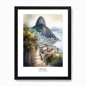 Rio De Janeiro, Brazil 7 Watercolor Travel Poster Art Print