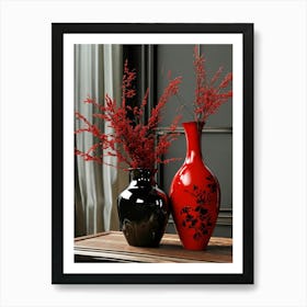 Red And Black Vases Art Print