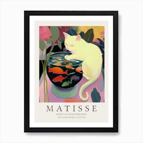 White Cat And Fishbowl Matisse Inspired Art Print