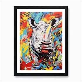 Rhino Paint Splash Pop Art Inspired 1 Art Print
