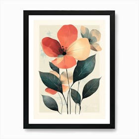 Flowers On A White Background Art Print