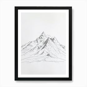 Mount Rainier Usa Line Drawing 2 Art Print