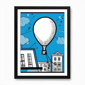 Cartoon Style White Balloon With Abstract Black Patterns Pointing Down To Suggest Growth Hand Draw (1) Art Print