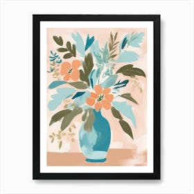 Flowers In A Vase peach color Art Print