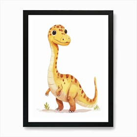 Cute Plateosaurus Dinosaur Watercolour Art Print