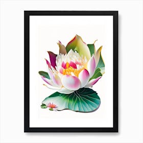 Amur Lotus Decoupage 2 Art Print