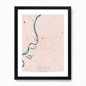 Memphis Tennessee Pink and Blue Cute Script Street Map Art Print