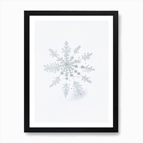 White, Snowflakes, Pencil Illustration 2 Art Print