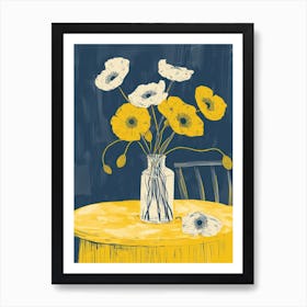 Poppy Flowers On A Table   Contemporary Illustration 4 Art Print