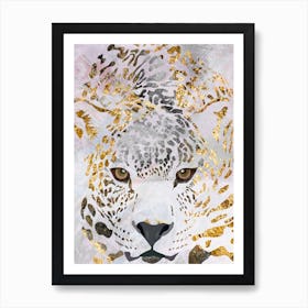 White Gold Leopard Art Print