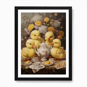 Ducklings At A Traditional Afternoon Tea 4 Art Print