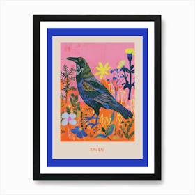 Spring Birds Poster Raven 1 Art Print