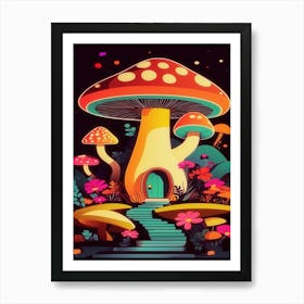 Kitschy Mushroom House Art Print