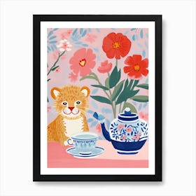 Animals Having Tea   Lion 4 Art Print