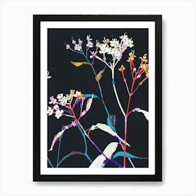 Neon Flowers On Black Babys Breath 2 Art Print