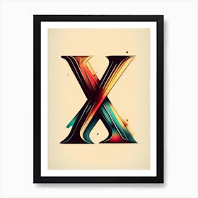 X, Letter, Alphabet Retro Drawing 8 Art Print