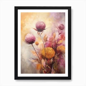 Fall Flower Painting Globe Amaranth 2 Art Print