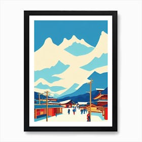 Nozawa Onsen, Japan Midcentury Vintage Skiing Poster Art Print