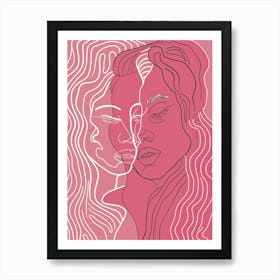 Simplicity Pink Lines Woman Abstract 2 Art Print