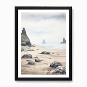 Rocky Coastline Oil Painting Art Print